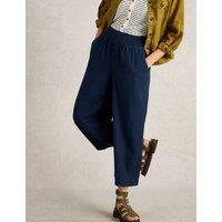 Linen Rich Wide Leg Cropped Culottes