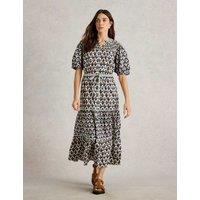 Pure Cotton Printed Midaxi Tiered Dress