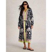 Printed V-Neck Midi Kaftan Dress