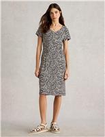 Jersey Printed V-Neck Knee Length Tea Dress