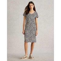 Jersey Printed V-Neck Knee Length Tea Dress