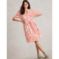 Jersey Printed V-Neck Shift Dress