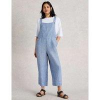 Pure Linen Cropped Relaxed Dungarees