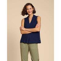 Linen Blend V-Neck Blouse