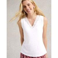 Linen Blend Lace V-Neck Vest