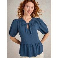 Pure Cotton Tie Neck Top