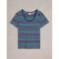 Pure Cotton Scoop Neck Button Detail T-Shirt