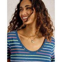 Pure Cotton Scoop Neck Button Detail T-Shirt