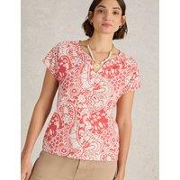 Pure Cotton Printed Notch Neck T-Shirt