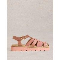 Leather Buckle Flatform Footbed Sandals