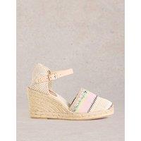 Leather Ankle Strap Wedge Espadrilles