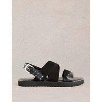 Leather Studded Flat Footbed Sandals