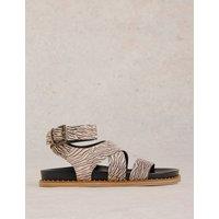 Leather Animal Print Gladiator Sandals