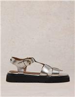 Leather Metallic Platform Sandals