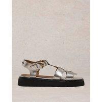 Leather Metallic Platform Sandals