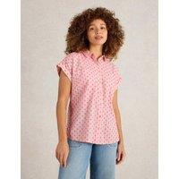 Pure Cotton Textured Collared Cap Sleeve Shirt