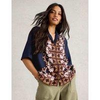 Linen Rich Printed Button Through Shirt