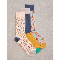 3pk Patterned Cotton Rich Ankle Socks