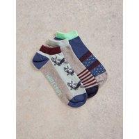 3pk Fish Cotton Rich Trainer Socks