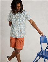 White Stuff Pure Cotton Fish Print Short Sleeve Shirt White Mix
