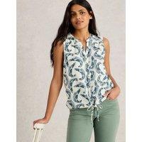 Pure Cotton Printed Tie Detail Blouse