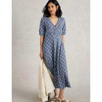 Jersey Printed Midi Waisted Dress