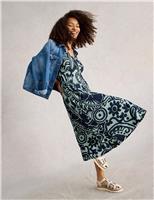 Jersey Printed Midi Waisted Dress