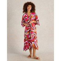 Printed V-Neck Midaxi Wrap Dress