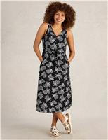 Pure Cotton Jersey Printed V-Neck Beach Dress