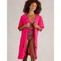 Embroidered Tie Neck Beach Cover Up