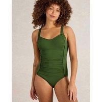 White Stuff Padded Ruched Swimsuit Green