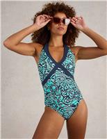 Printed Tie Detail Halterneck Swimsuit