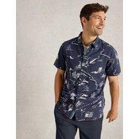 Linen Rich Print Short Sleeve Shirt