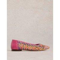 Leather Woven Colour Block Ballet Pumps