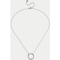 925 Sterling Silver Pave Circle Necklace