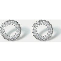 925 Sterling Silver Pave Circle Stud Earrings