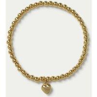 925 Sterling Silver Gold Plated Stretch Heart Bracelet