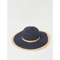 Textured Raffia Trim Floppy Hat
