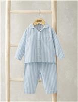 Mamas & Papas Pure Cotton Striped Pyjamas (3-36 Mths) Blue Mix