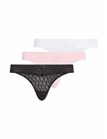 3pk Logo Lace Trim Thongs