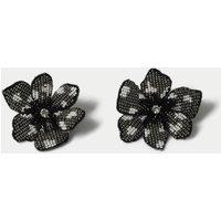Beaded Detail Flower Stud Earrings