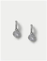 Platinum Plated Cubic Zirconia Circle Drop Earrings