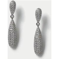 Platinum Plated Cubic Zirconia Embellished Drop Earrings