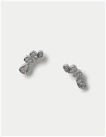 Platinum Plated Cubic Zirconia Climber Stud Earrings