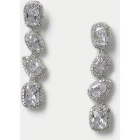 Platinum Plated Cubic Zirconia Mix Shape Drop Earrings