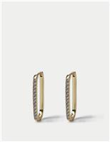 14ct Gold Plated Thin Oval Cubic Zirconia Hoop Earrings