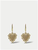 Cubic Zirconia Heart Drop Earrings