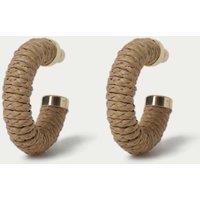 Raffia Beige Hoop Earrings