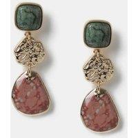 Semi Precious Triple Drop Casted Earrings
