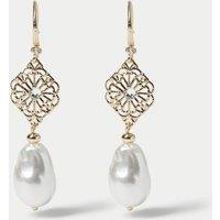 Fish Hook Filigree Pearl Drop Earrings
